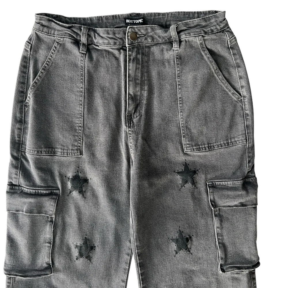 Hot Topic Gray Star Cargo Pants Womens 13 Grunge 90s Y2K Inspired High Rise - Picture 5 of 13